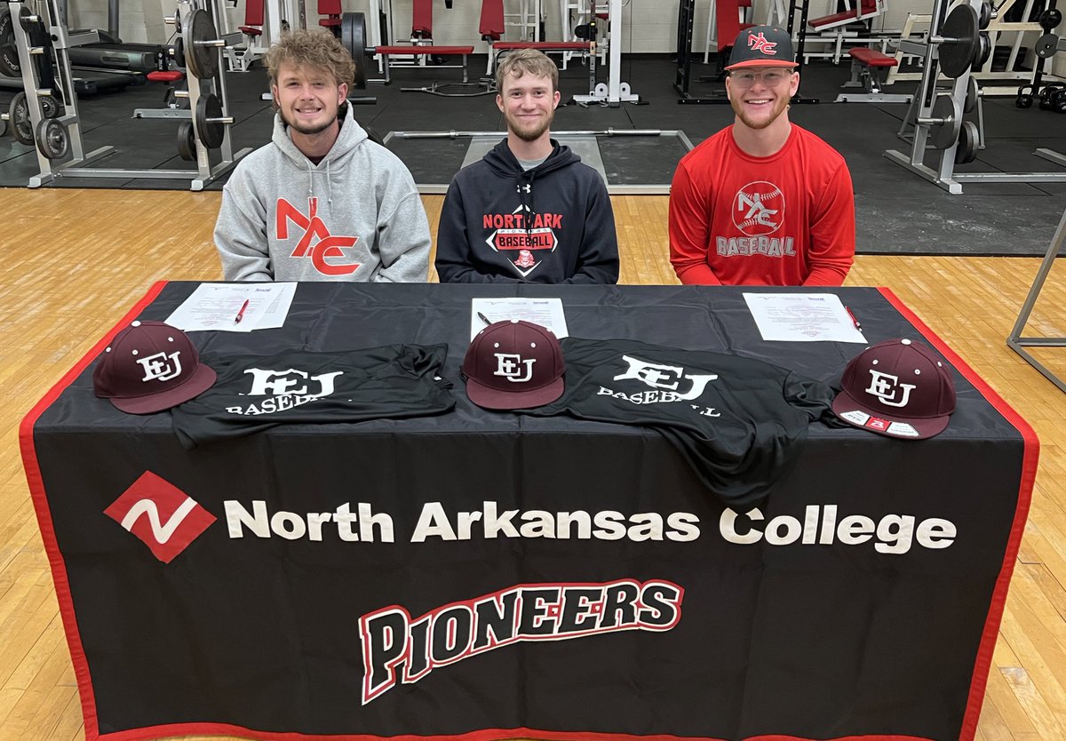 It is a great day to be a Pioneer! Proud of these 3 for everything they have done on and off the field! Congratulations on signing with Evangel University.