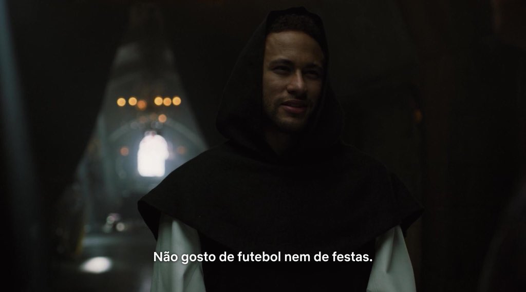 Neymar participando de La Casa de Papel e falando que não gosta de futebol e de festas