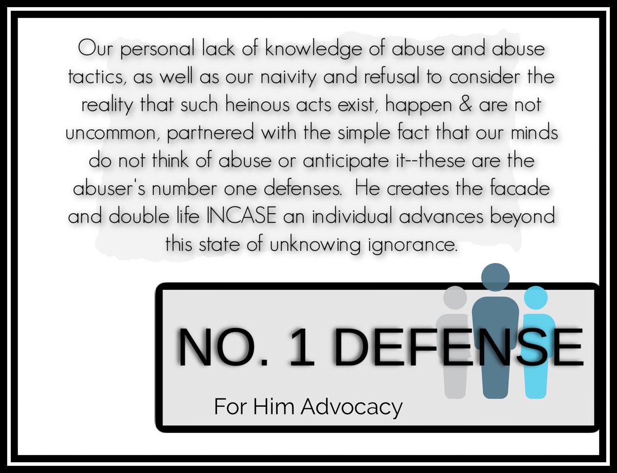 AdvocacyHim's tweet photo. What is an abuser’s number one defense?
Here it is 👇🏼
#UnderstandingAbuse https://t.co/J7KVcaxAbA