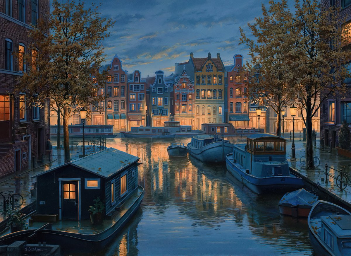 ResimVesaire's tweet photo. 🎨 Günümüzde ışığı en iyi kullanan ressamlardan biri olarak kabul edilen Rus ressam Evgeny Lushpin'den müthiş akşam resimleri... Havada Aşk Var (Love is in the Air), Sen Nehri'ni Köprüyle Geçmek (Spanning the Seine), Noel Arifesi (Christmas Eve) ve Sonbahar Gecesi (Autumn Night). https://t.co/utZar5UOrm
