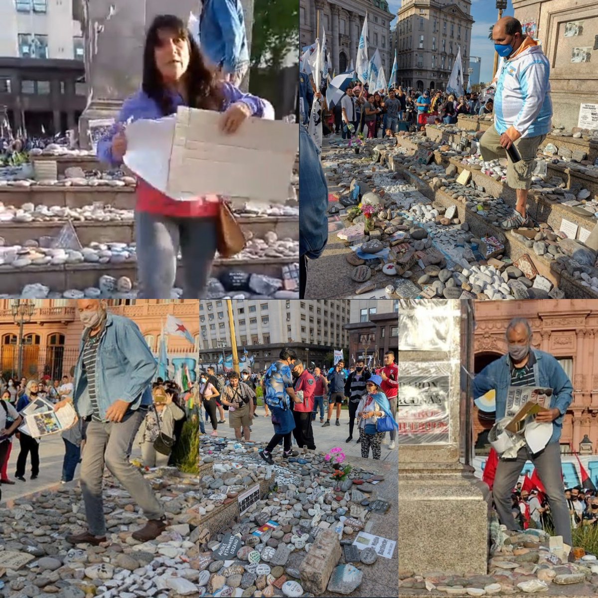IrisScarpinelli's tweet photo. @alferdez @CFKArgentina Presi, ésto paso con la piedras homenaje, fueron sus militantes el 17 de octubre,no leí un tuit repudiando el salvajismo https://t.co/ATZHldGgQS