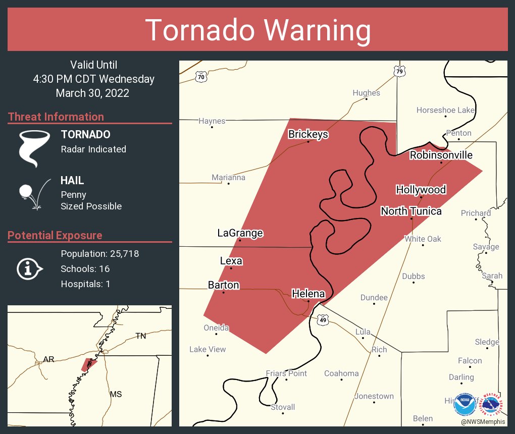 NWS Tornado on Twitter "Tornado Warning including North Tunica MS
