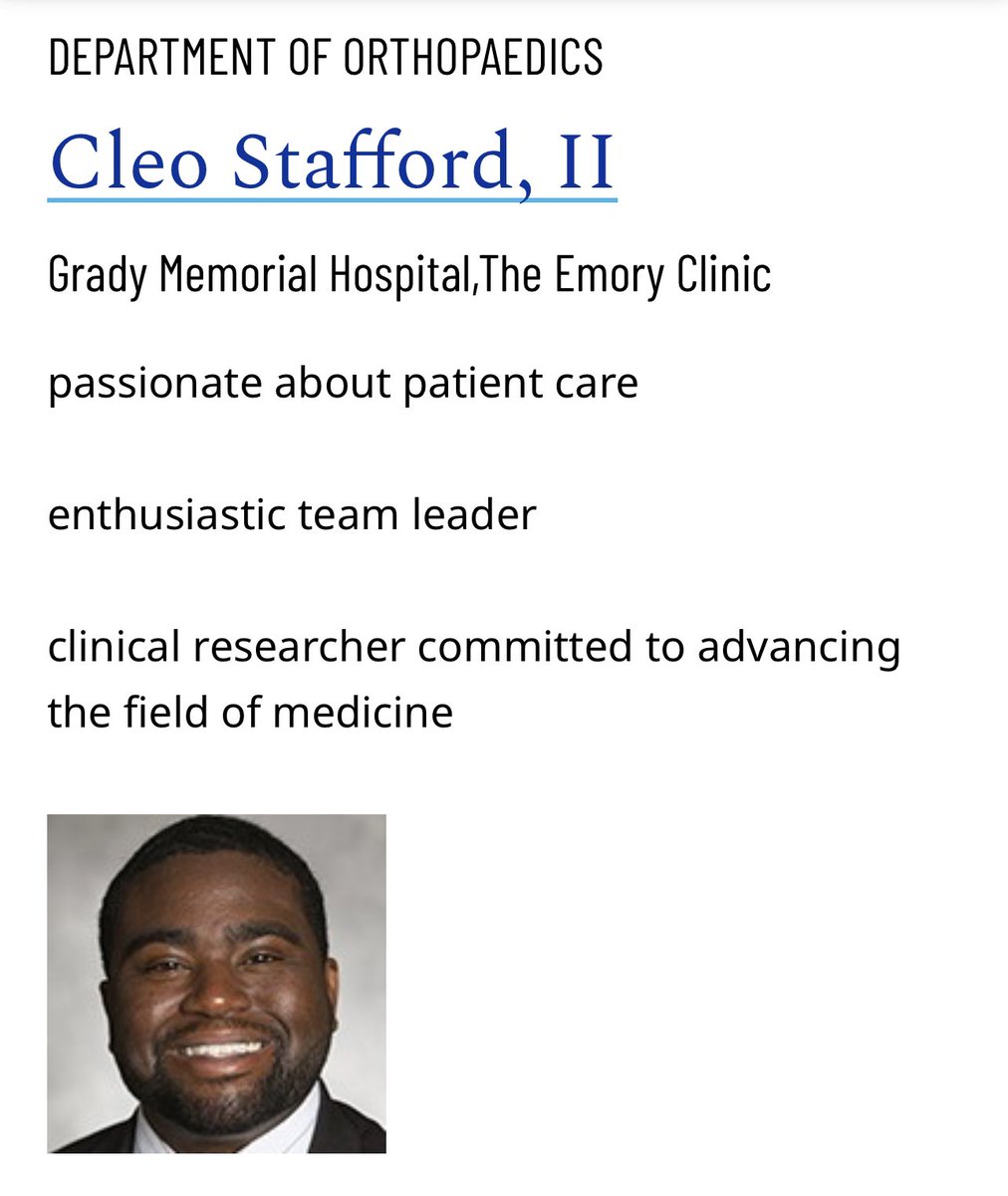 CleoStaffordMD's tweet photo. Humbled to be selected for the Emory (@EmoryMedicine) Dean’s List for Doctor’s Day! None of this would be possible without the support, encouragement, and nomination of my rock/wife/fellow physician Jade Stafford! #grateful #doctorsday #EmoryDoctorsDay2022 #Emorymed https://t.co/faLvuI0xSa