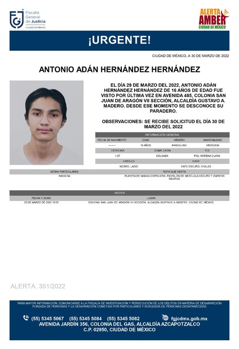 889Noticias's tweet photo. #AlertaAmber en la CDMX para localizar a Antonio Adán Hernández Hernández, de 16 años; a Alison Jimena Muñoz Hidalgo, de 14 años; a Mayerli Hernández Cordova, de 16 años y a Kevin Varela Alonso, de 16 años.

Dale RT por favor.

Escucha https://t.co/yC5ay0VteZ

#DFT https://t.co/DcgV7zmha3