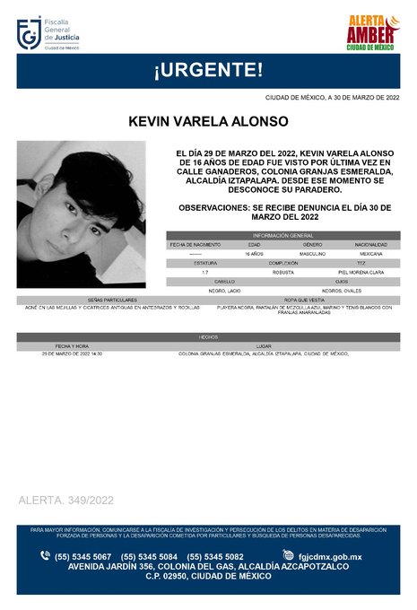 #AlertaAmber en la CDMX para localizar a Antonio Adán Hernández Hernández, de 16 años; a Alison Jimena Muñoz Hidalgo, de 14 años; a Mayerli Hernández Cordova, de 16 años y a Kevin Varela Alonso, de 16 años.

Dale RT por favor.

Escucha bit.ly/889NoticiasFM

#DFT