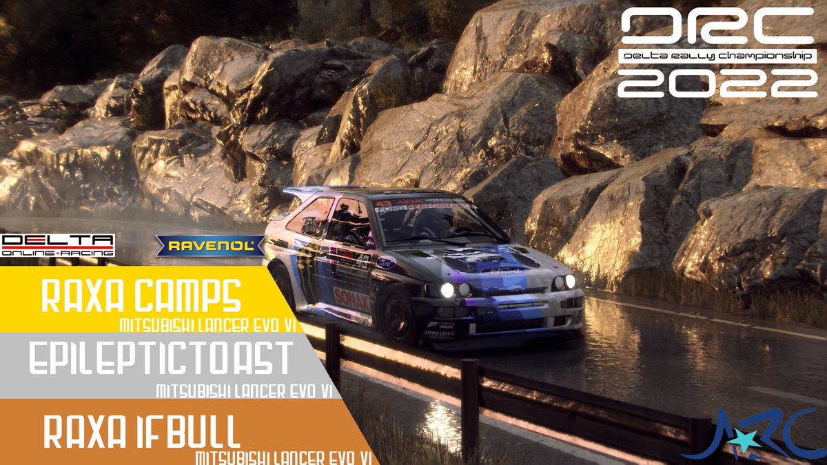 Delta Rally Championship: Round 7 - West Ribadelles Rally

<a href="/RAXA_eSports/">RAXA e-Sports</a>' Camps takes their 2nd win of the season on the tarmac of Spain ahead of championship leader <a href="/EpToast/">Toast</a> in 2nd &amp; RAXA teammate IfBull in 3rd to make it a 3rd Evo 6 lockout in a row