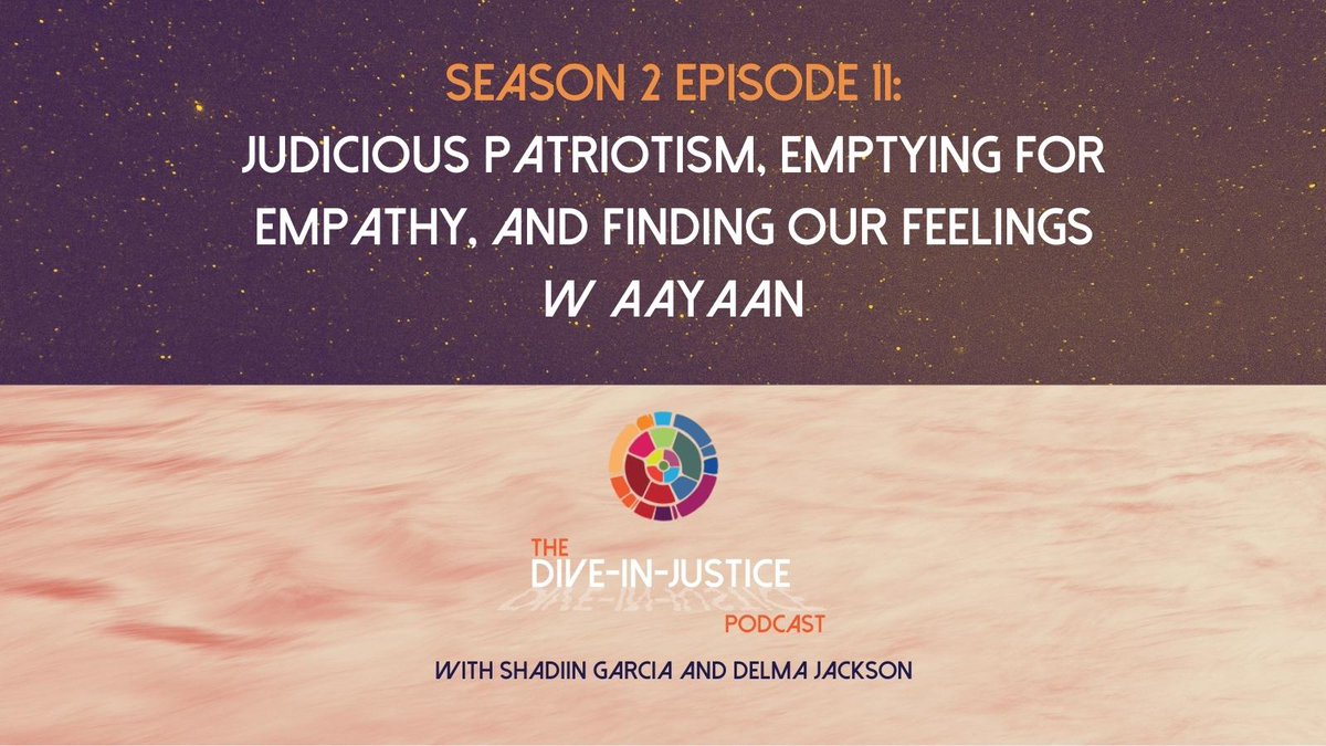 whole_community's tweet photo. Have y'all listened to the newest episode of the Dive-In-Justice podcast yet!? “Judicious Patriotism, Emptying for Empathy, and Finding our Feelings” with AAYAAN is up now - check it out:

https://t.co/GKsCQzapE5 https://t.co/ik6RBTZ45p