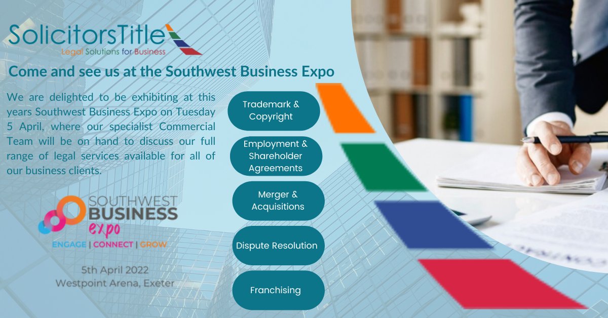 We're exhibiting at South West's leading business Expo! The South West Business Expo is taking place at the Westpoint Exeter on 5th April 2022. Be sure to register your FREE TICKETS to attend at
southwestbusinessexpo.co.uk/order-swbusine…    #swbexpo #businessshow #southwestbusinessexpo
