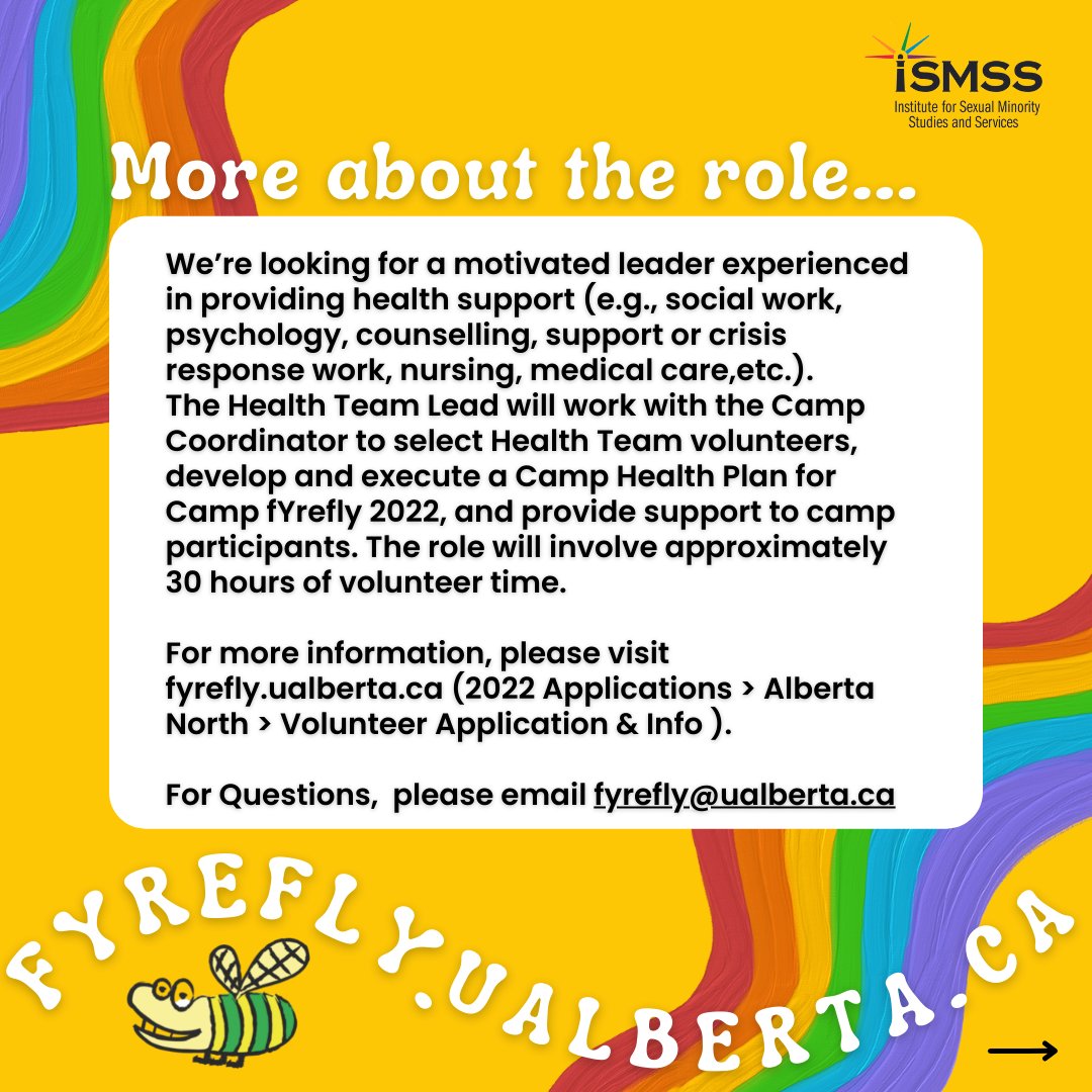 fyrefly_ua's tweet photo. Apply for the Health Team Lead volunteer role with Camp fYrefly! If you're passionate about health and supporting 2SLGBTQ+ youth, please apply. To learn more, you can visit: https://t.co/pGcMWJyn8Y

#yeg #2SLGBTQ+ #health #wellness #nonprofit #campfyrefly #ismss #youth https://t.co/9n7dFQnWrA