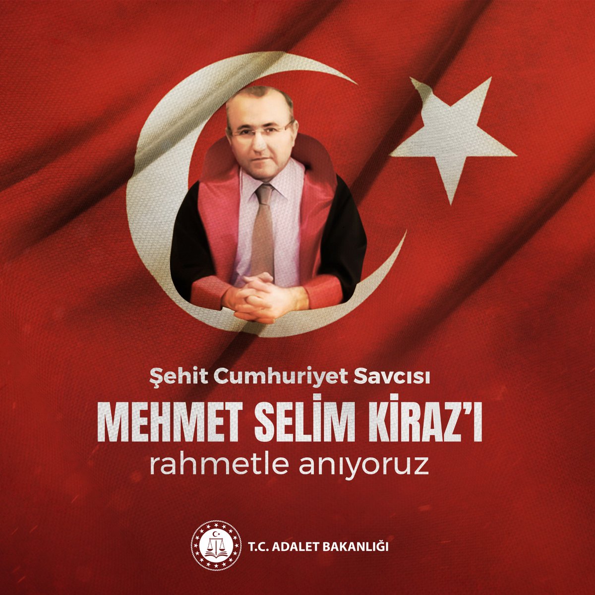 adalet_bakanlik's tweet photo. İstanbul Adalet Sarayı'ndaki odasında gerçekleştirilen hain ve alçak terör saldırısında şehit edilen Cumhuriyet Savcımız Mehmet Selim Kiraz'ı şehadetinin 7. yıl dönümünde rahmetle ve minnetle anıyoruz.

Ruhu şad, mekanı cennet olsun. https://t.co/54XIJEFOqP