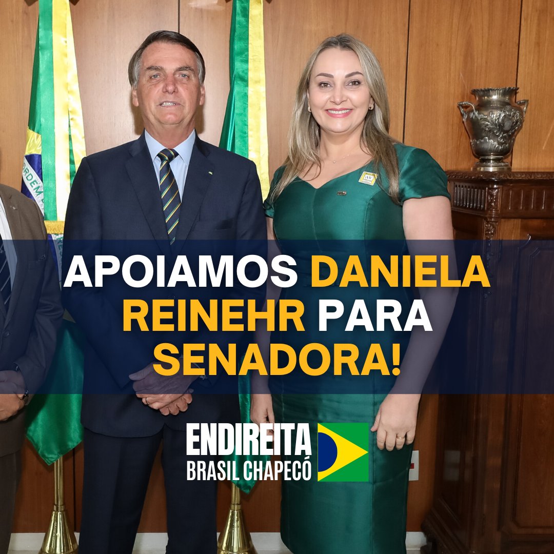 EndireitaChape's tweet photo. Com o anúncio do @LucianoHangBr desistindo da disputa ao Senado, as bases bolsonaristas se articulam em torno do nome da Vice Governadora @DanielaReinehr para concorrer ao Senado.
Vale lembrar que Daniela Cristina Reinehr se manteve fiel às pautas do Presidente #TimeBolsonaro. https://t.co/rF33GVCphi