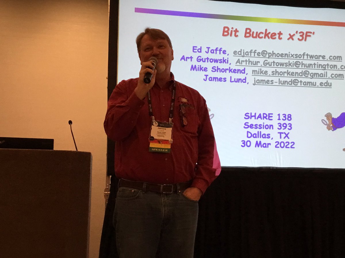 wauerochs's tweet photo. #SHAREdal organized by @SHAREhq 
SHARE at #Dallas #Texas 2022

Hidden Treasures in z/OS (aka Bit Bucket x'3F')

@SoulEddieJ 
Art Gutowski
@mikeShorkend 
@MVSDude 

@wauerochs from @DATEV 
#DATEVBotschafter #DATEVambassador
👁🐝Ⓜ️Champion #IBMChampion @IBMChampions @IBM https://t.co/tkKkzfCOj2