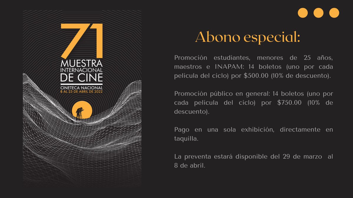 ¡No te pierdas ninguna película de la #71Muestra Internacional de Cine! ¡Ya puedes comprar tu abono!  🌼🌞📽