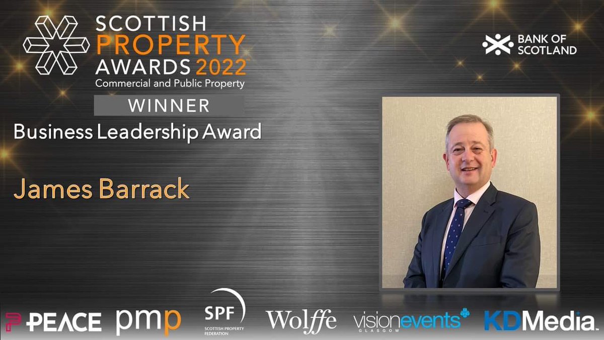 scotpropawards's tweet image. The WINNER of the Business Leadership Award sponsored by @BankofScotBiz is @JamesBarrack #scottishpropertyawards #scotprop22 #comprop #realestate