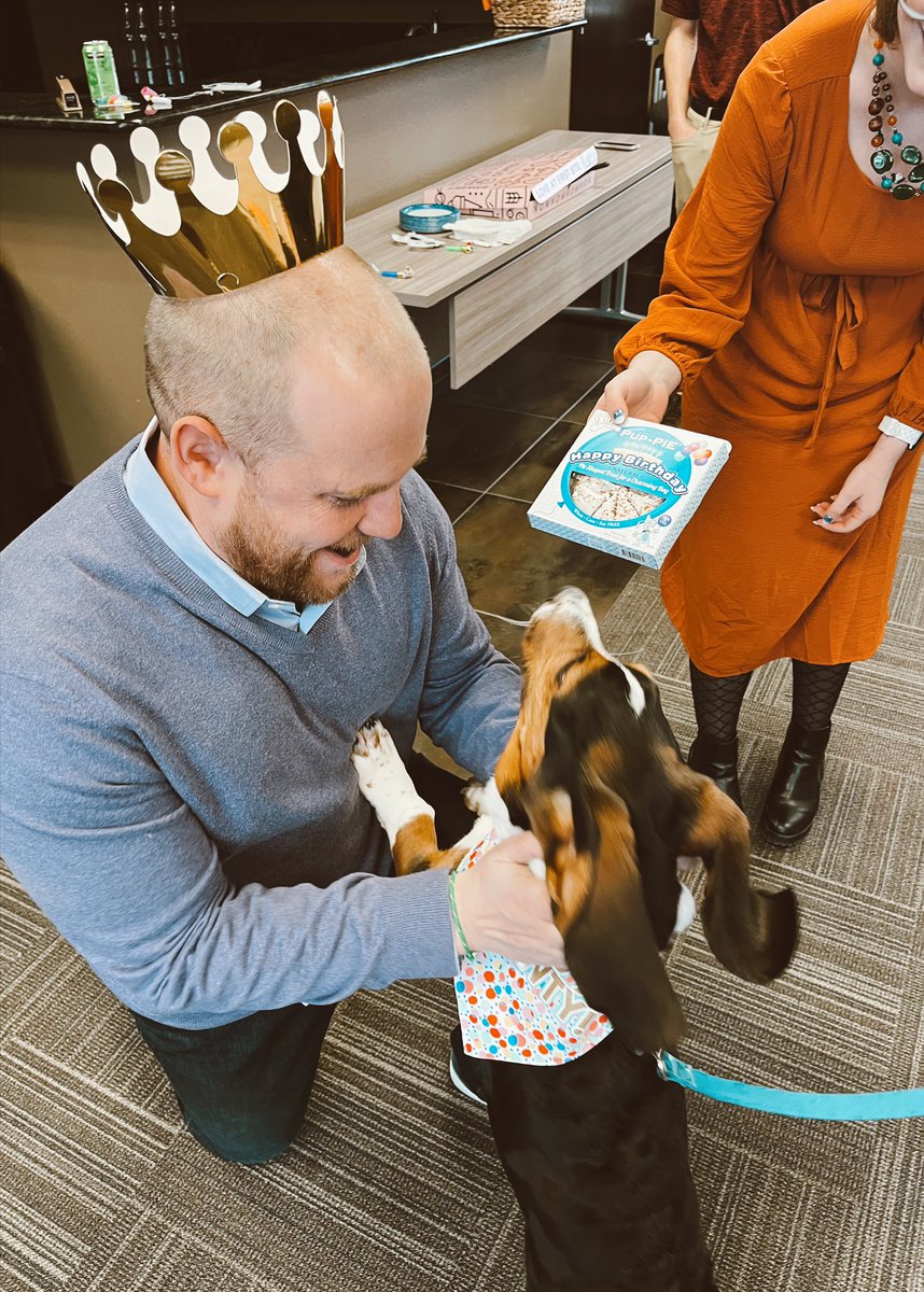 bismancedc's tweet photo. We had a special visitor stop by the Chamber EDC office this afternoon to surprise the Birthday Boss, @briangritter! 🐶🎉🍪 #HappyBirthdayBrian #TheBirthdayBasset https://t.co/DEPYb9ciHL