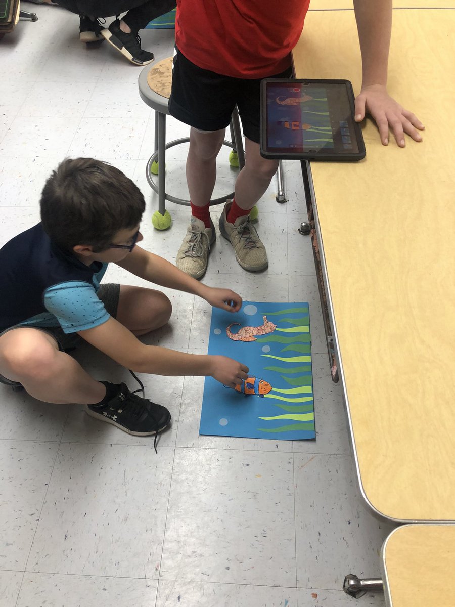katie_enneking's tweet photo. I loved hanging out with these @OHLSD 5th graders this afternoon! They created some amazing stop motion animation videos using the sea creatures they made in art class! #OHBetterTogether #HCESCedTech https://t.co/2577c8YoS0