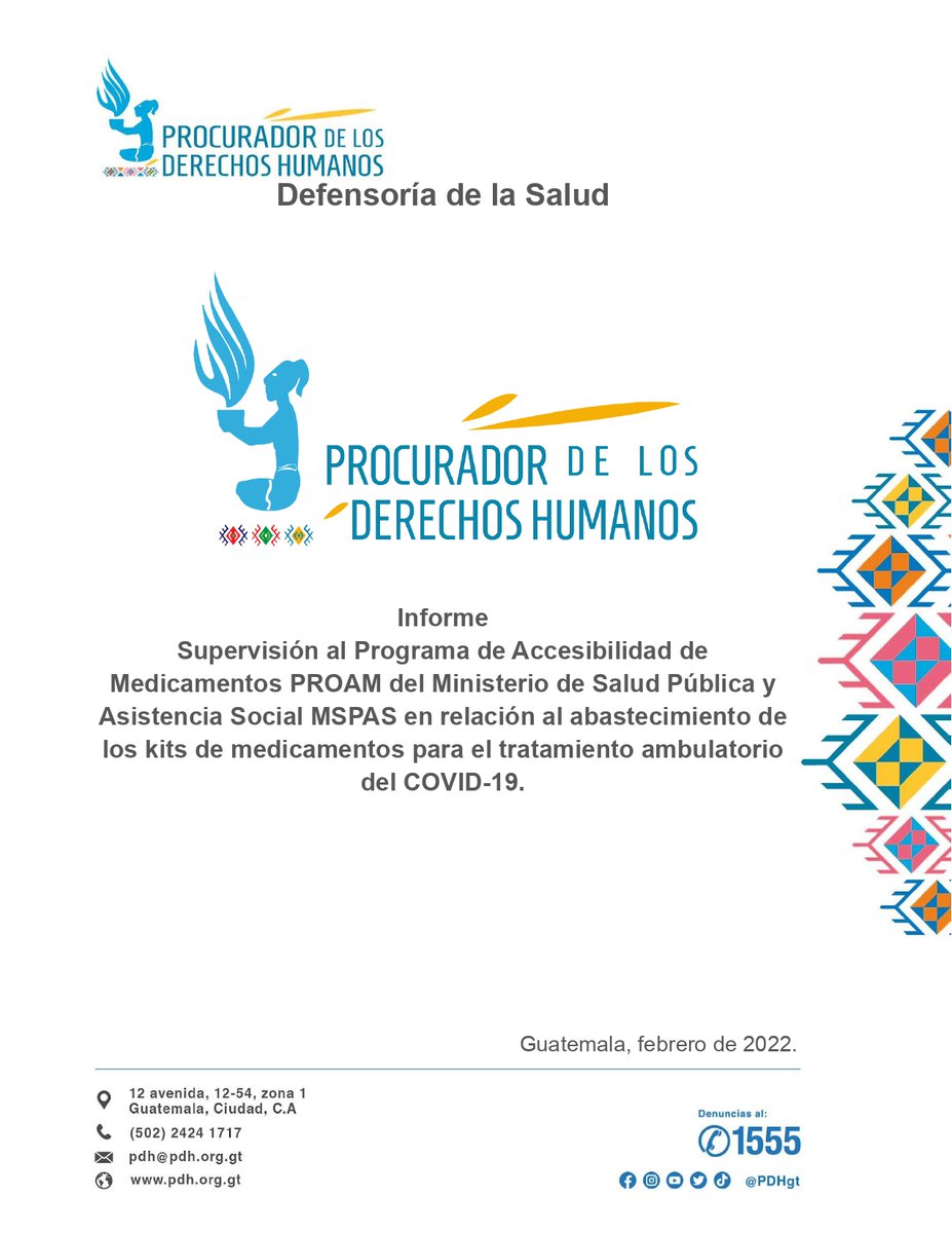 PDHgt's tweet photo. #HallazgosPDH #ConclusionesPDH y #RecomendacionesPDH de supervisión al Programa de Accesibilidad de Medicamentos PROAM del @MinSaludGuate en relación al abastecimiento de los kits de medicamentos para el tratamiento ambulatorio del #COVID19
https://t.co/pFuubiHV5y https://t.co/DwevFwdWR0
