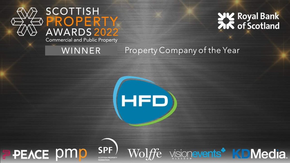 scotpropawards's tweet image. The WINNER of the Property Company of the Year sponsored by @RBSCommercial @RBSBusiness is HFD Group #scottishpropertyawards #scotprop22 #comprop #realestate