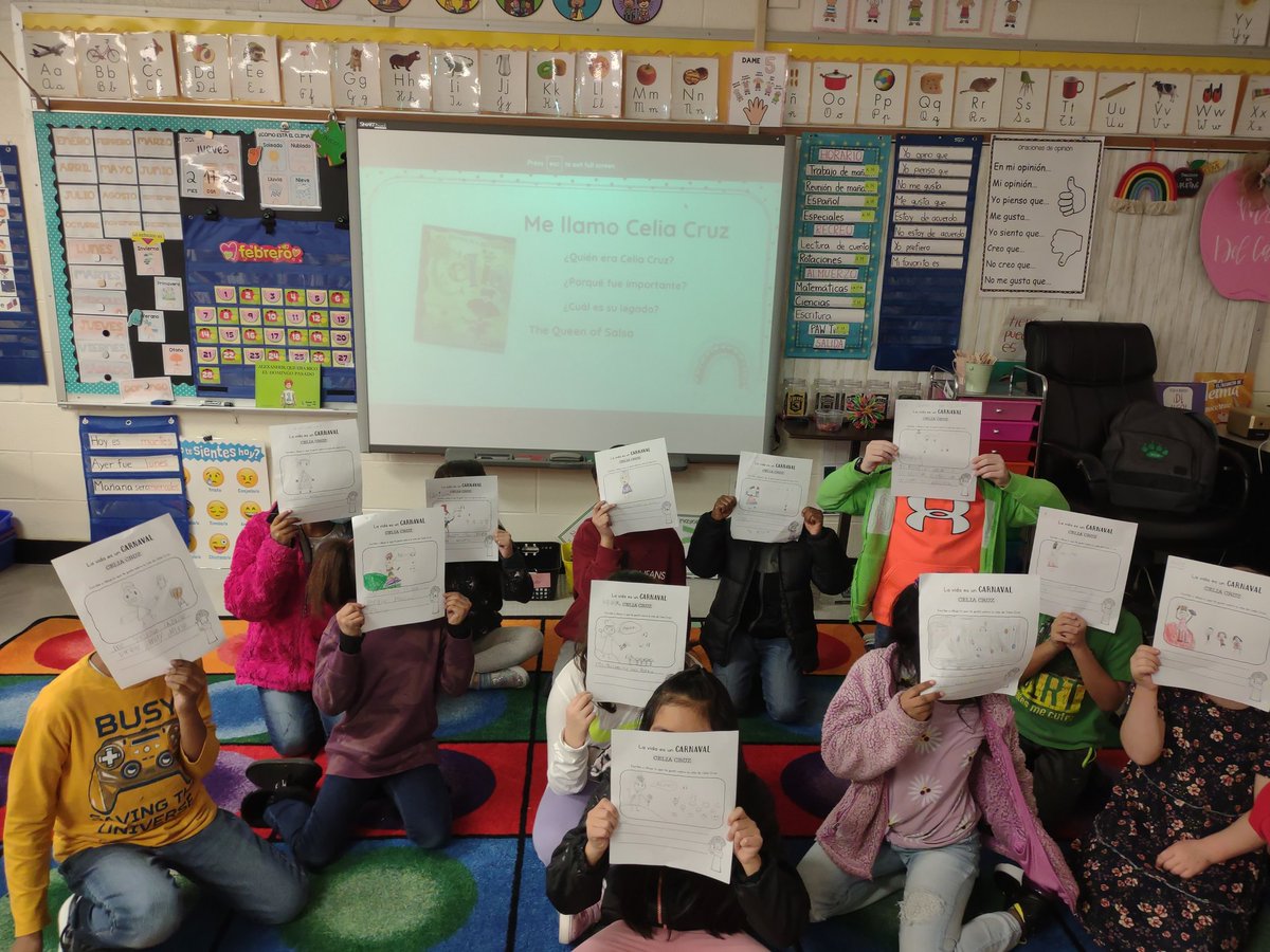 Ms_DelCastillo's tweet photo. Reading about CELIA CRUZ 💃🎶 the queen 👑 of Salsa! We enjoyed so much reading about her life and learning her songs! AZÚCAR!! 

@ParticipateLrng 
@IreneZamoraSoto 
@CabCoSchools 
@WolfMeadowElem https://t.co/p02HFtuc1H