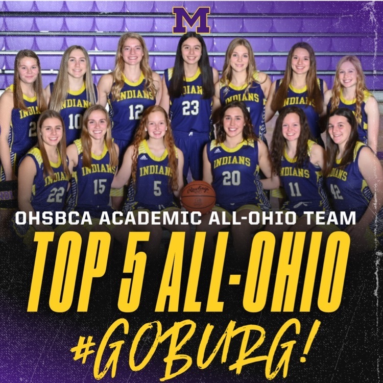 Congrats to the lady Indians basketball team on being named OHSBCA Academic All-Ohio! This distinguished award recognizes the top 5 girls basketball teams across all four divisions in Ohio with the highest team GPA!