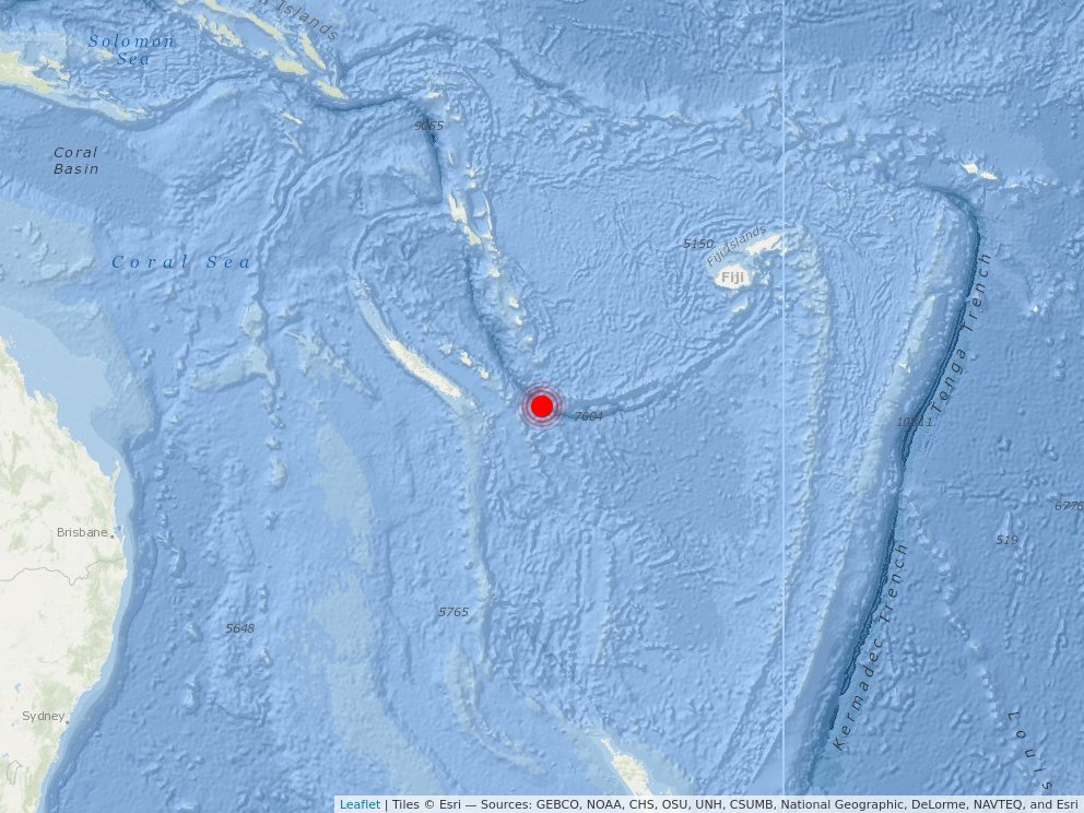 BuzzFeedStorm's tweet photo. JUST IN: Magnitude 6.7 quake hits ESE of Tadine, New Caledonia https://t.co/VaWOYdAqw3 https://t.co/no59gxRgE6
