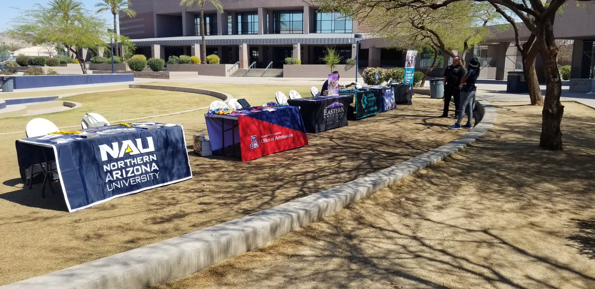 DVHS_TUHSD's tweet photo. Today was our Spring College Fair! Thank you to @asu @uarizona @gcu @EmbryRiddle @nau @eacmonsters @mesacc @chandlergilbert @CoconinoCC  @ScottsdaleCC @barretthonors and @Tempegov College Connect for attending. And special shoutout to @CounselingDv for making this happen!💙⚡️ https://t.co/SohAkaeufE