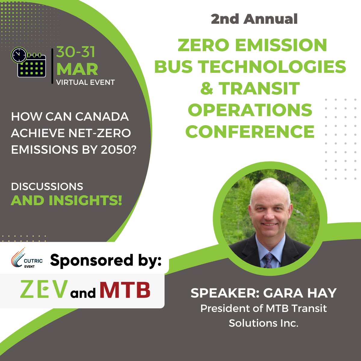 The 2nd annual <a href="/CUTRIC_CRITUC/">CUTRIC-CRITUC</a> Conference is sponsored by <a href="/ZEVCleanPower/">ZEV Clean Power</a> &amp; will feature Gara Hay, President of MTB Transit Solutions on March 31 at 11:15am!

Gara will explore the options for transit agencies to transition to zero emission fleets

 👉 🎟️ : ow.ly/VM1o50IurpJ