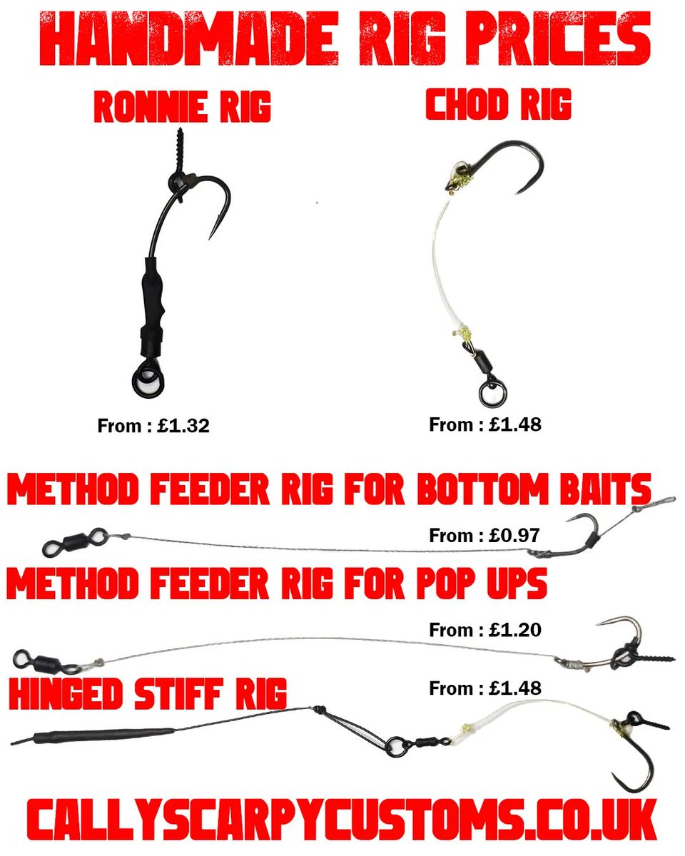 callyscustoms's tweet photo. T - Minus 36 hours till the online shop is open. Check out what's on offer below! #carp #carpfishing #carprig #carprigs #popups #boilies #carpycustoms #callyscarpycustoms https://t.co/tC256qrROk