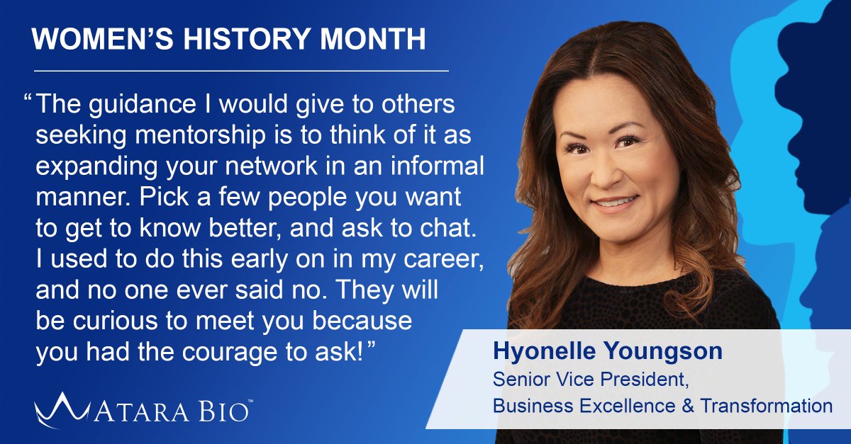 Atarabio's tweet photo. In light of #WomensHistoryMonth, we celebrate our trailblazers. In interviews with Maclovia Zelaya, Hyonelle Youngson, and Jill Henrich, we asked what they are most looking forward to, guidance on seeking mentorship, and advice on navigating a career in biotech. #LifeatAtara https://t.co/AQDUuiXrBT