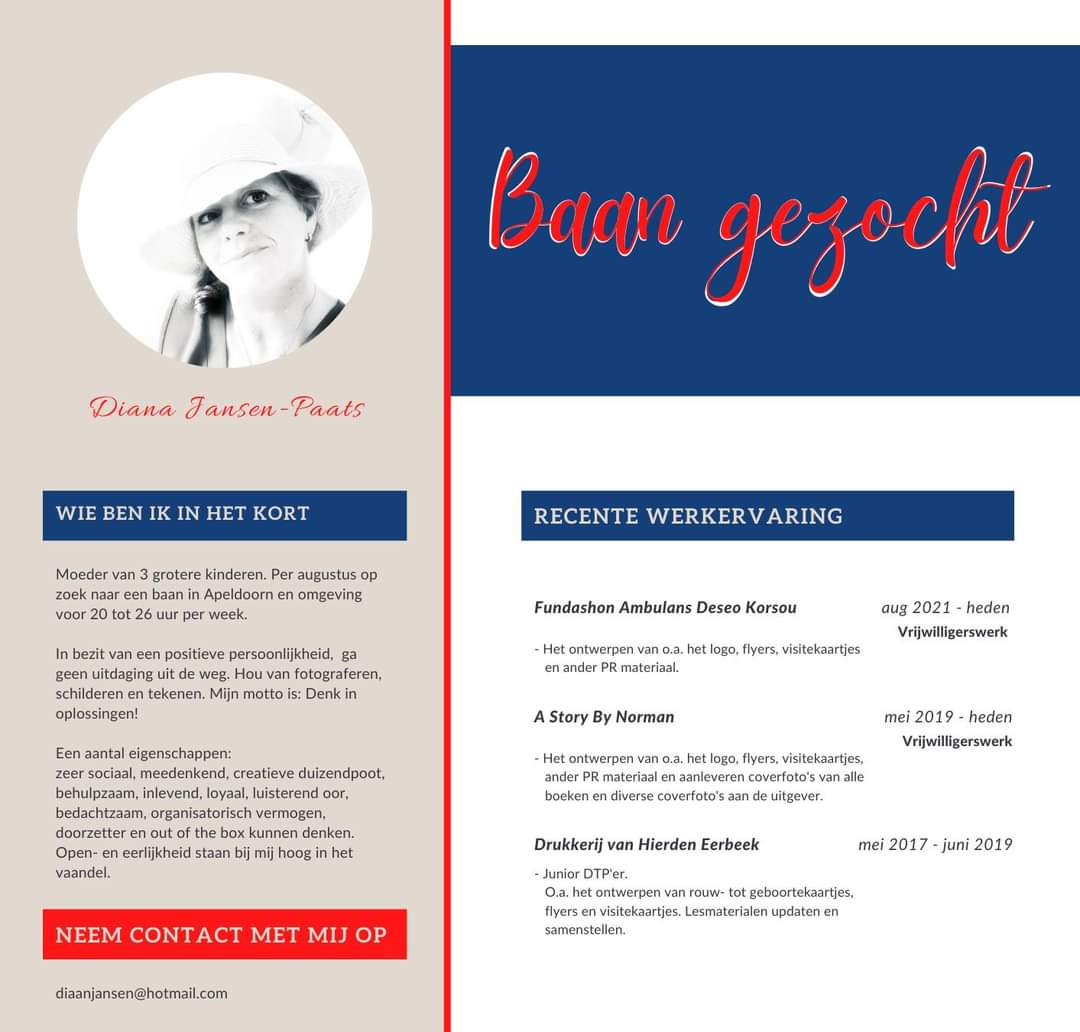 Van de zomer verhuizen wij terug naar Nederland en daarom zoek ik een leuke uitdagende baan in Apeldoorn en omstreken! Weet jij iets wat bij mij past dan hoor ik het graag. Delen is lief!