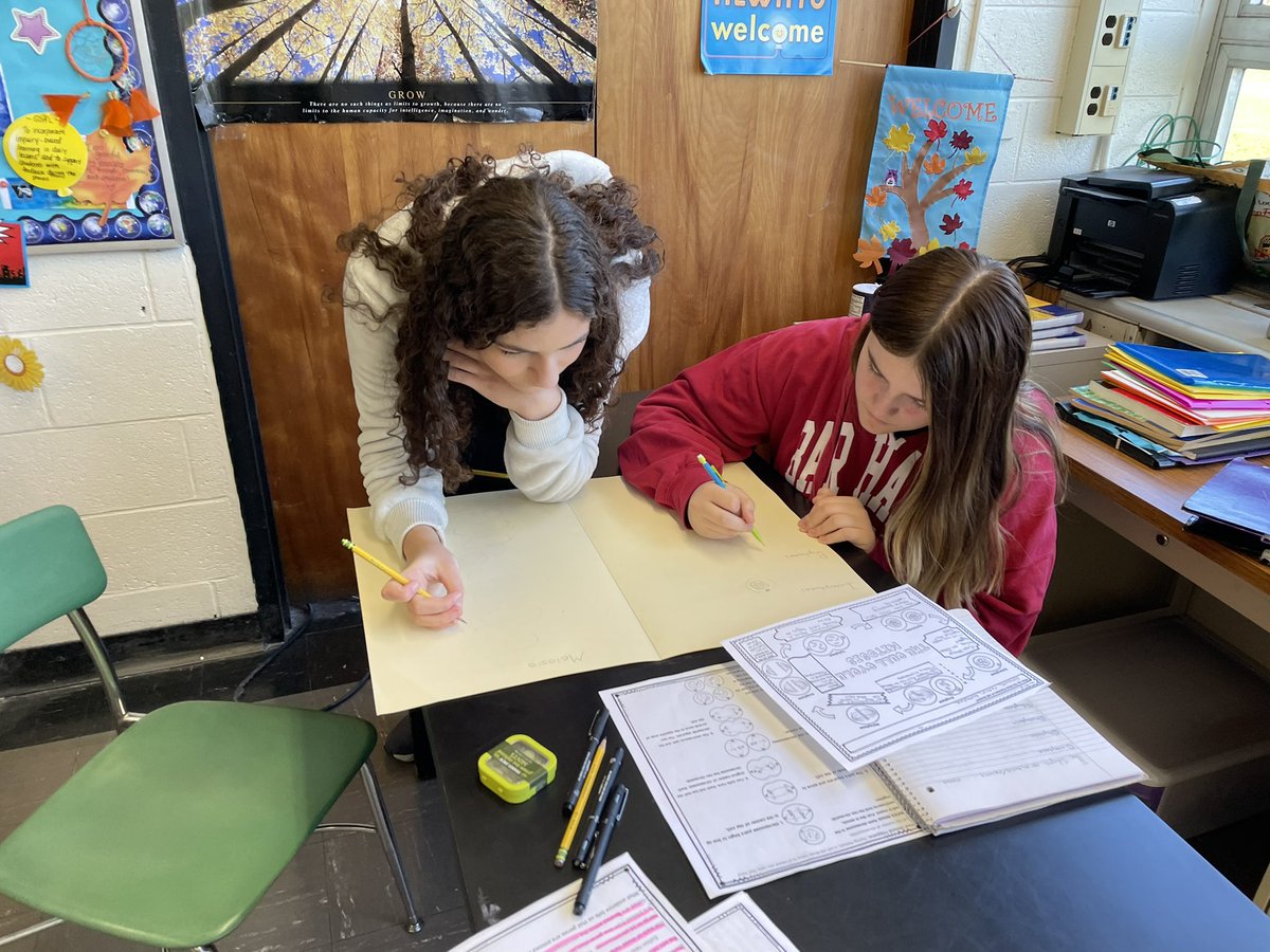 mrs_vindigni's tweet photo. We love seeing our students work together! After reading about Mitosis &amp; Meiosis, students worked to draw out the steps of the process. #teamwork https://t.co/FD6zkbvYly