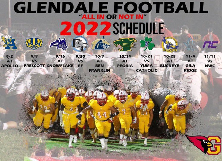 All in or Not in. 2022 Glendale Football Schedule! <a href="/JUSTCHILLY/">Just Chilly</a> <a href="/AZHSFB/">ArizonaVarsity.com 🔥PREPS🔥</a>