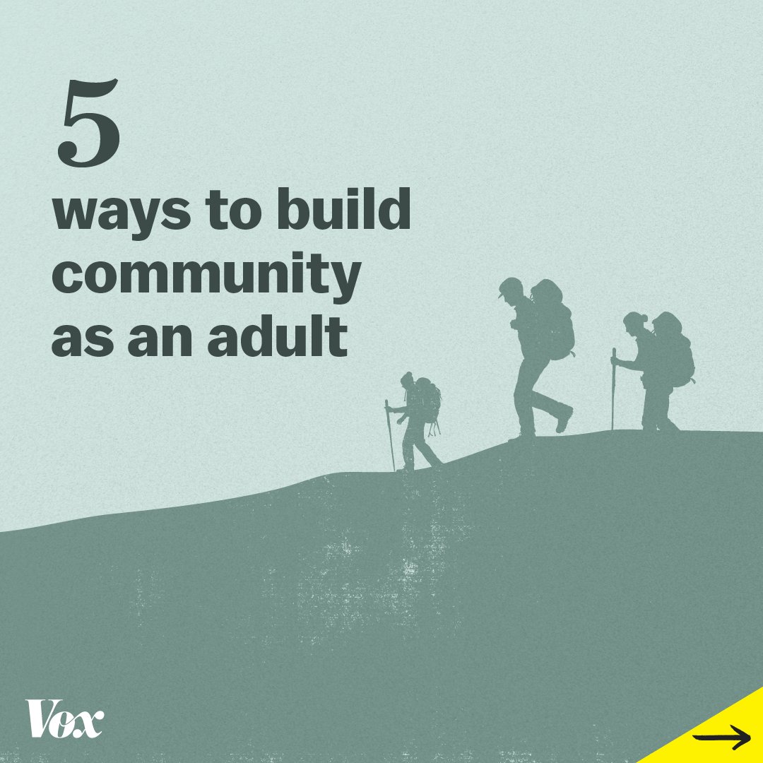 voxdotcom's tweet image. 1/ Finding community as an adult can be difficult — and especially so, after the disruptions of the pandemic. 

Vox spoke with four experts who provided tips on how to identify and find like minded-people. trib.al/evV93Fh