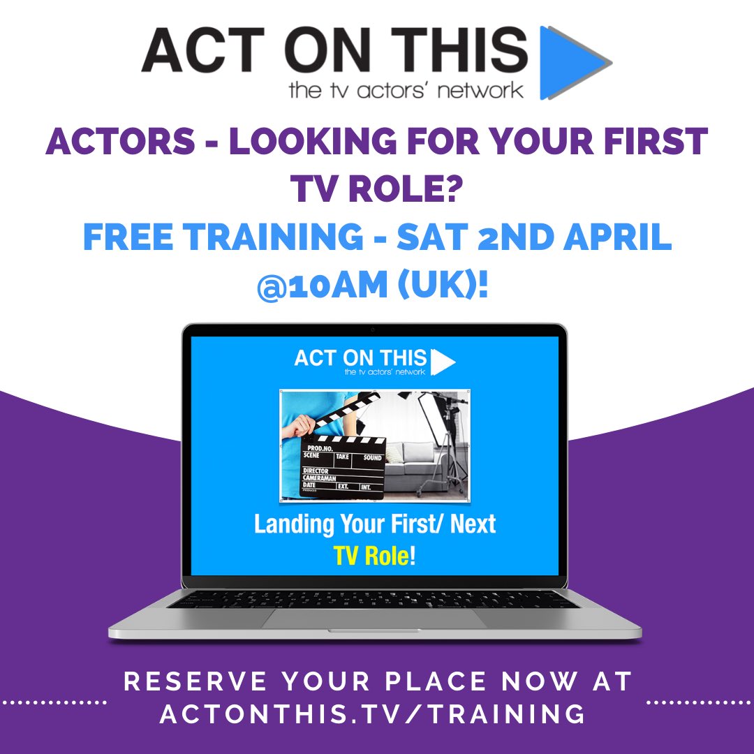 ActOnThisTV's tweet photo. ✅ After actors got locked out of this FREE training session last week (we hit our Zoom limit)…

I’M RUNNING IT ONE LAST TIME at 10AM this Saturday 2nd April!

If you’re DETERMINED to land your first/next TV role FAST… go grab your place now!

👉 https://t.co/mZ0QuAsKOt 🎬 https://t.co/Qvsy7DFR9H
