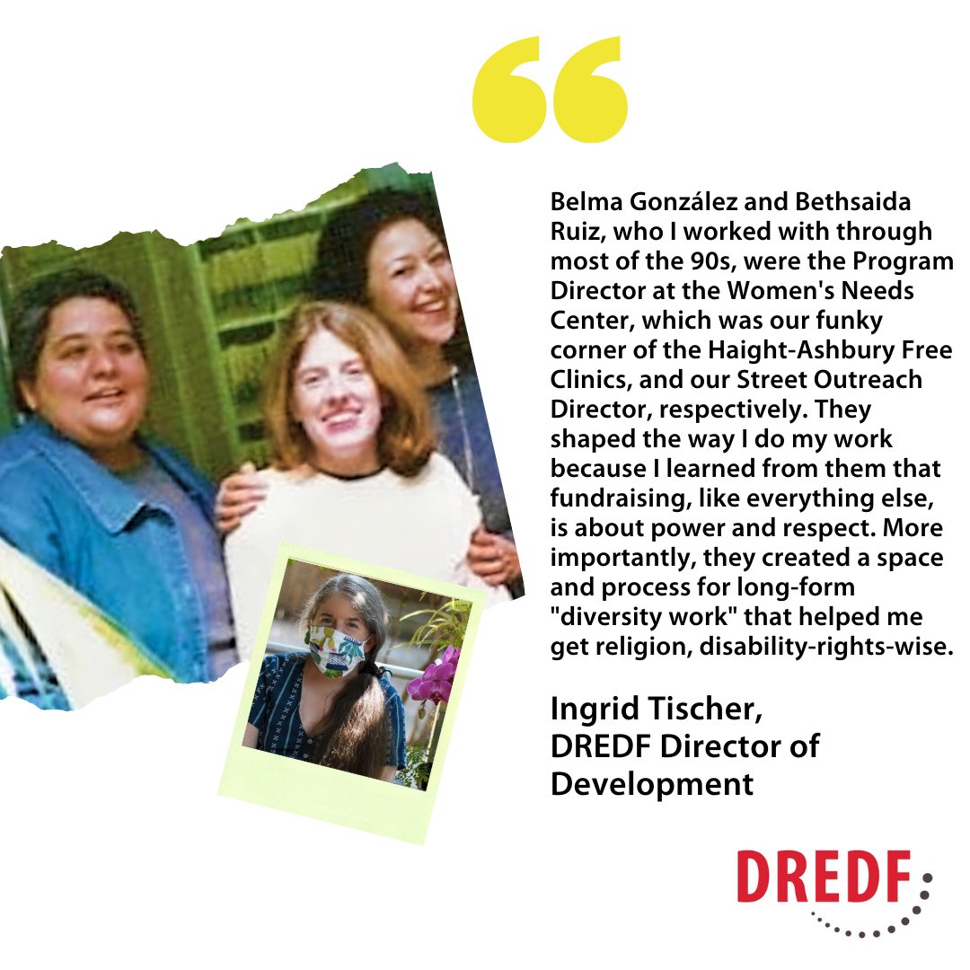 DREDF's tweet photo. Belma González and Bethsaida inspired #DREDF Director of Development @IngridTischer to learn the power and respect that goes into #Fundraising and long form #DiversityWork. https://t.co/iETeEwiTgD