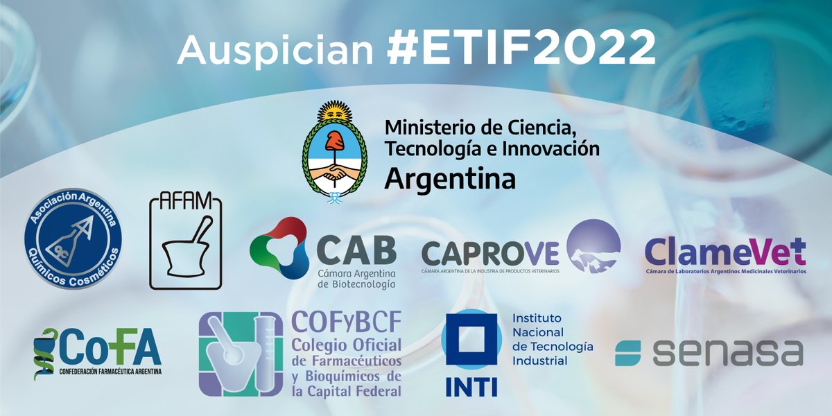 etif_pharma's tweet photo. En #ETIF2022 contamos con el auspicio de:
✔️ @ciencia_ar
✔️Asociación Argentina Químicos Cosméticos
✔️#AFAM
✔️ @CABiotecnologia
✔️ #CAPROVE
✔️ #ClaMeVet
✔️ @COFAorgar
✔️ @Cofybcf
✔️ @INTIargentina
✔️ @SenasaAR
¡Gracias por acompañarnos! https://t.co/bBbeJcE7uW