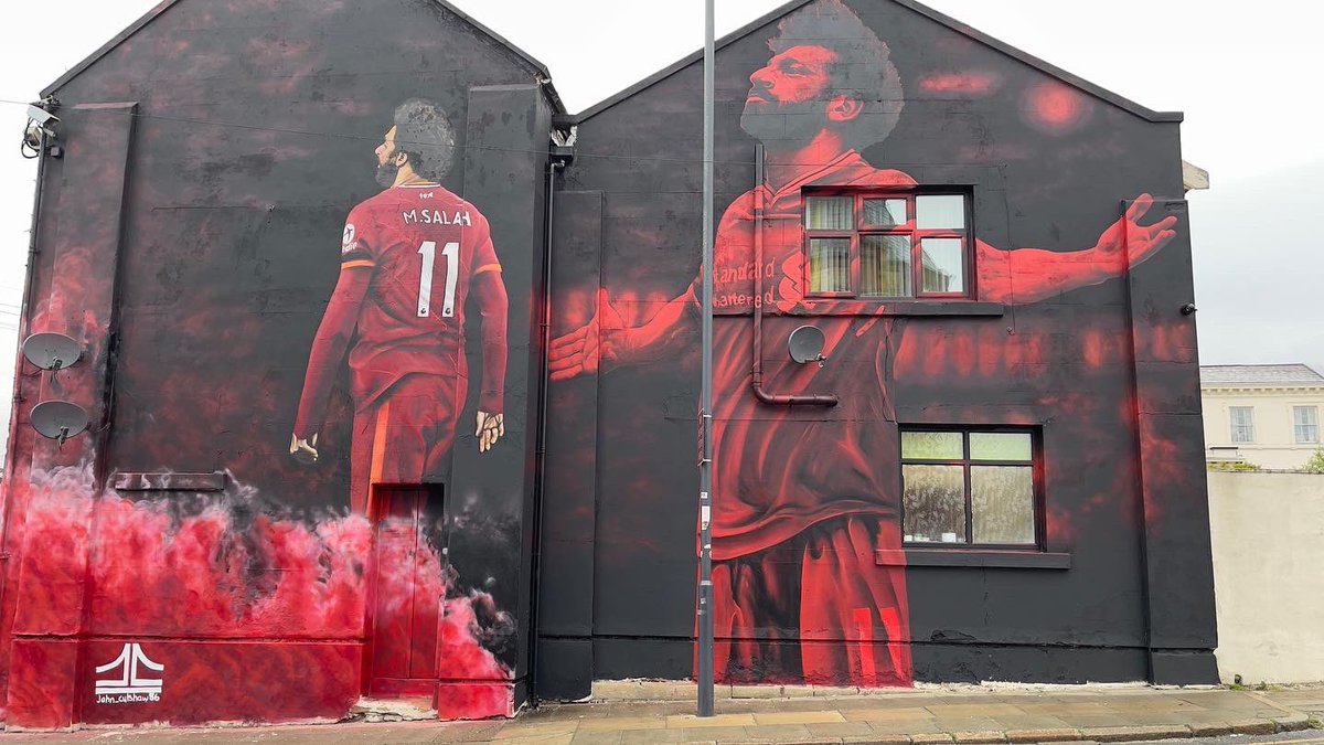 thisisanfield's tweet photo. 🇪🇬 👑 The Salah mural is complete. 

It will be officially unveiled ahead of Saturday’s match vs Watford. https://t.co/CVbah0IhpX