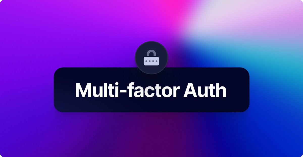 WorkOS's tweet photo. We're excited to release our new Multi-factor authentication (MFA) API in preview 🎉

It will enable you to add support for:

⏱ Time-based one-time passwords (TOTP)
📲 SMS verification

Check out the changelog to learn more ⬇️

https://t.co/vZ4Kp2H2W6 https://t.co/kRtoOa63Gk