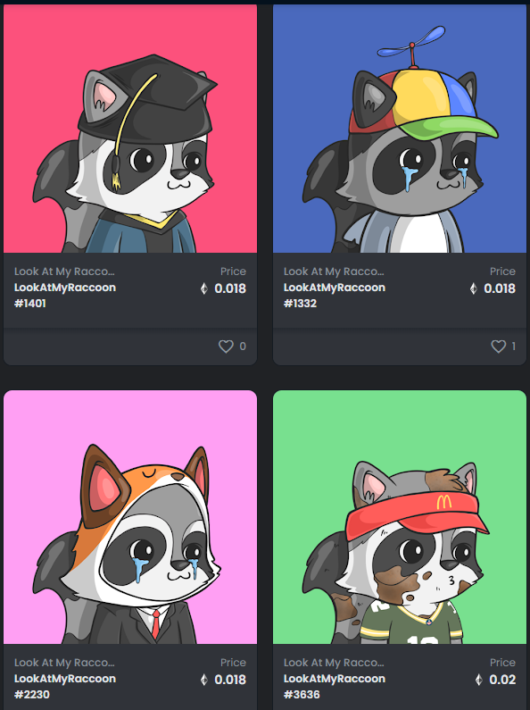 LookAtMyRaccoon's tweet photo. Some steals on the floor 👀🔥

Mint coming soon, along with whale sweeps 🧹🧹

Don't expect to see these prices again 🦝❤️ https://t.co/6P4RWWOvH9
