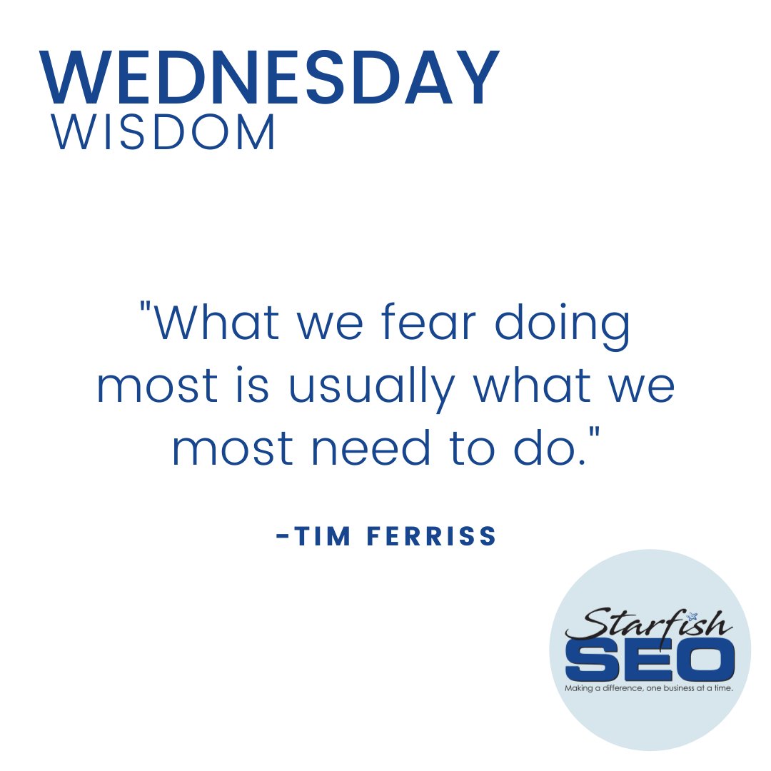 starfishseo's tweet photo. Wednesday Wisdom
“What we fear doing most is usually what we most need to do.”
-@tferriss
#StarfishSEO #StarfishSEOWorks #ContentMarketing #DigitalMarketing #SEO #Marketing #Branding #Marketingtips #MarketingStrategy #WednesdayWisdon #Quotes #TimFerriss https://t.co/u7M0PwcUB4