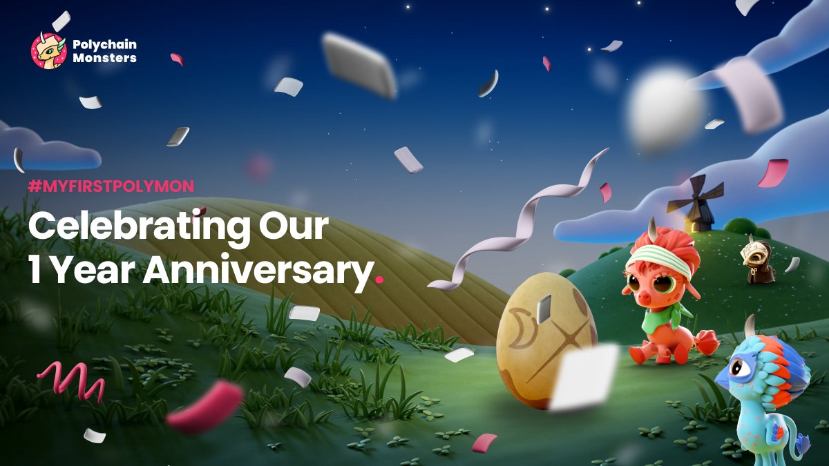 protocolmon's tweet photo. It's the 31st of March... and you know what that means? 👀

TODAY we celebrate the 1⃣ year anniversary of Polychain Monsters!🎂 🥳 🎉

Prepare for 10 days of airdrops, giveaways and eggs as we commemorate where it all started.

Let's celebrate together 👇
https://t.co/6NnfdCt3sP https://t.co/MYQlM4ZSmJ
