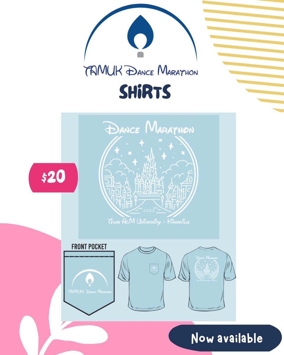 TAMUKDM's tweet photo. Shirts are now available!!! Want a shirt? Donate $20 to your Donor Drive or our team page with the memo “DM shirt” &amp; send us a direct message to our Instagram page with a screenshot to verify your donation!

#kidscantwait #changekidshealthchangethefuture #dancemarathon #tamukdm https://t.co/Xi9w5ls2Ig