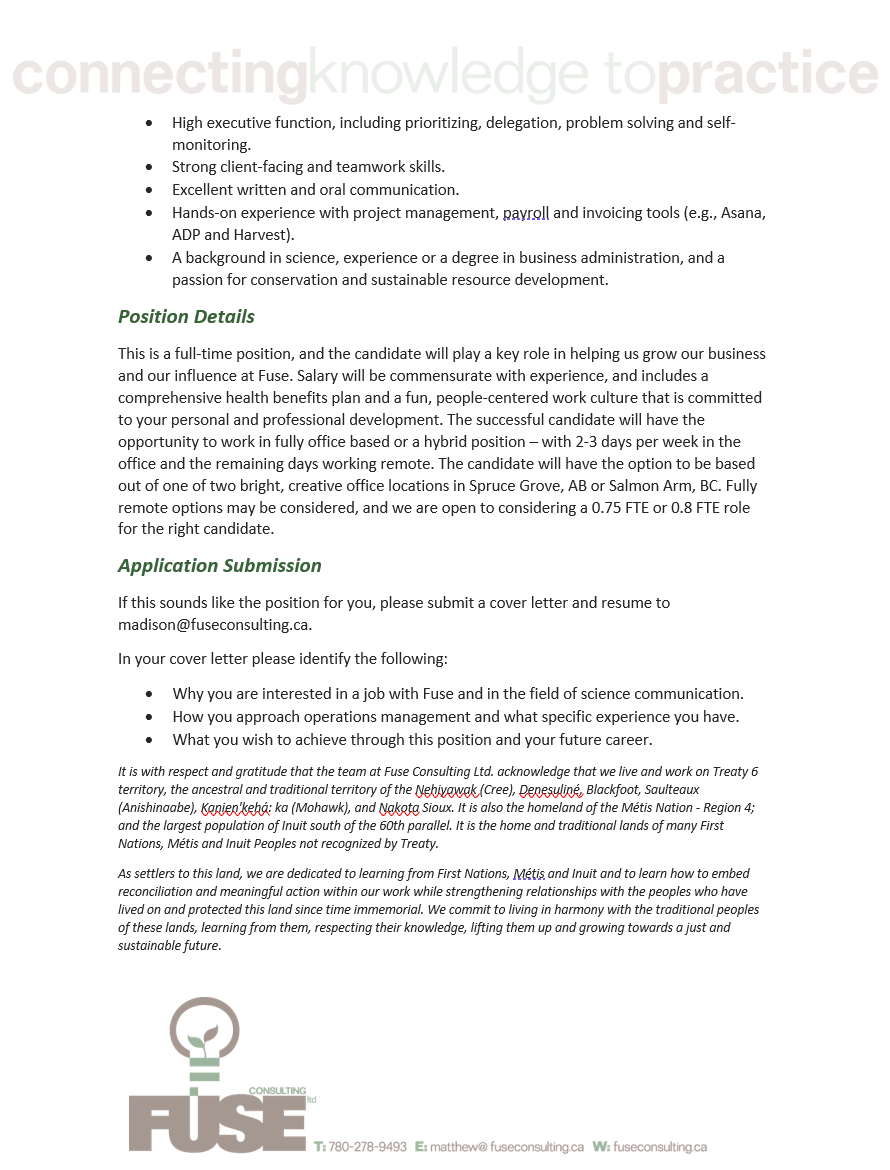 FuseKnowledge's tweet photo. #JobAlert! We are #hiring a Chief of Staff to join our team. We're looking for the ultimate doer who can take a plan and execute it. Interested in applying or know someone who might be? Submit your cover letter and resume to madison@fuseconsulting.ca  by April 19. https://t.co/CRb87vc3HX