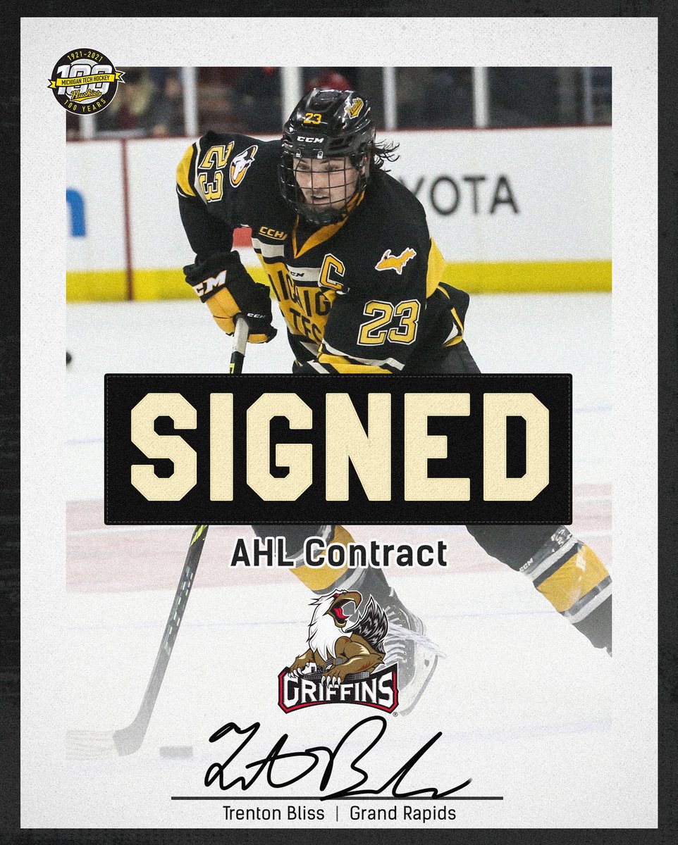mtuhky's tweet photo. Trenton Bliss signs with @DetroitRedWings top affiliate @griffinshockey. #mtuhky #FollowTheHuskies

📝 https://t.co/SHjA23OHPf https://t.co/f1M1cWnBzO