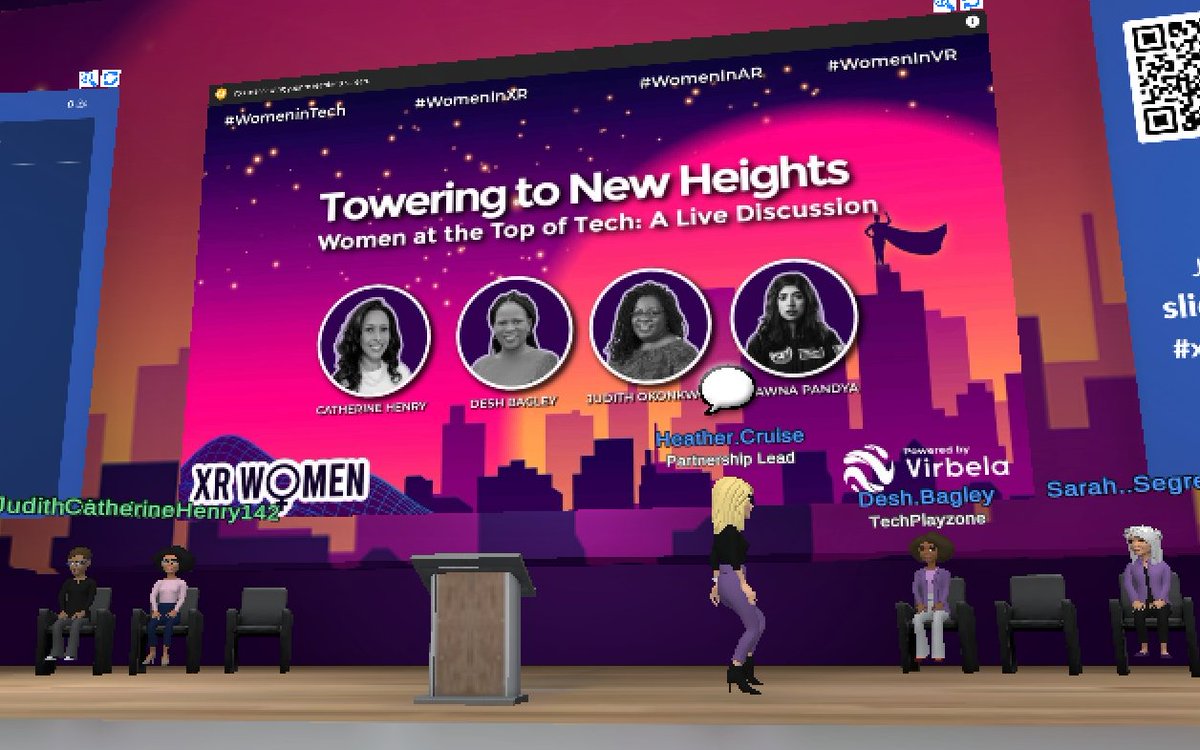 Nothing like starting the day with @cdhenry_xr, Desh Bagley, @Judithoko, & @shawnapandya on stage with @XRWomenGlobal in @VirbelaHQ!
What a #WomeninXR celebration today, with 'Inspirational, Bold, Powerful, Bada$$' leaders sharing stories, ideas, and advice! #WomeninTech
💜👊💜