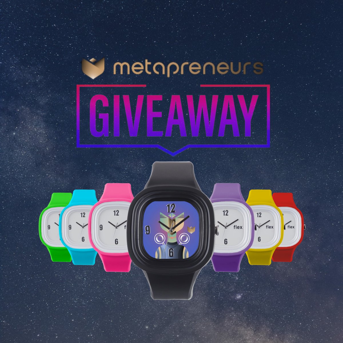 Giveaway Time 🔥

We are partnering with <a href="/FlexWatches/">Flex Watches</a> to giveaway 1 Flex NFT + 1 Metapreneur Watch! 🏆

HOW TO ENTER:

1- Follow <a href="/metapreneur_nft/">METAPRENEURS</a> &amp; <a href="/FlexWatches/">Flex Watches</a>  
2- Like &amp; RT 
3- Join the Flex discord discord.gg/QCvtKt9YcJ