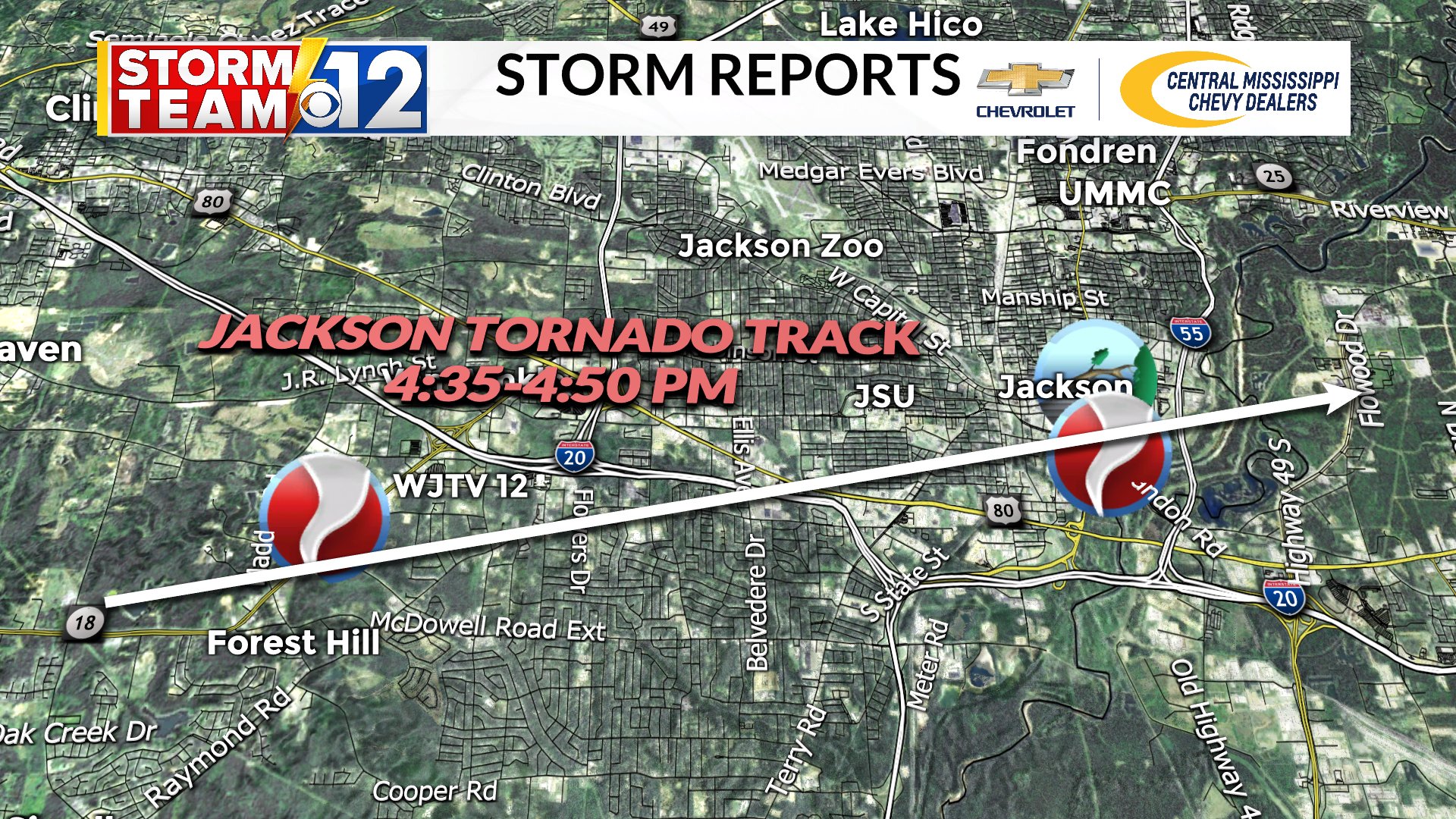 Jacob Lanier on Twitter "JACKSON TORNADO TRACK 🌪️ A tornado crossed