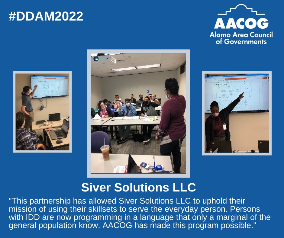 AlamoAreaCOG's tweet photo. #IDD Services was able to host another apprenticeship this Spring & there are 12 students enrolled. The focus for this particular class is Information Technology. #AACOG partnered with Siver Solutions LLC to teach the courses & train the interns. https://t.co/dhUcXJktJm