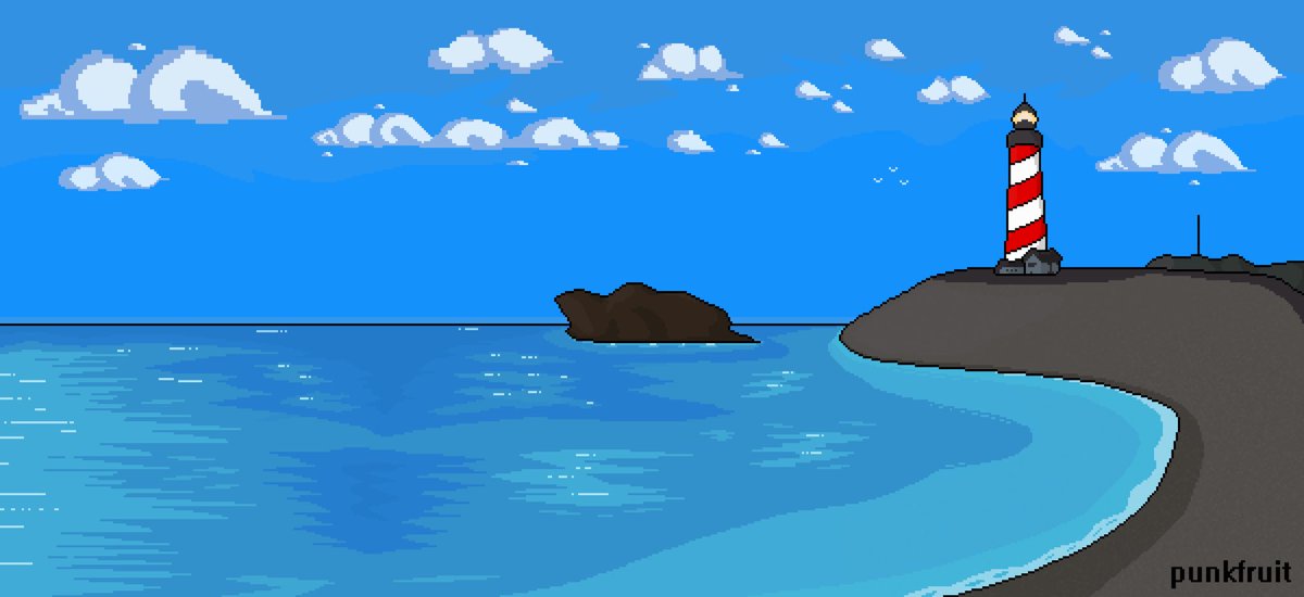 punkfruitgame's tweet photo. Lighthouse time 
#pixelart #landscape https://t.co/jbiy1WKzrq
