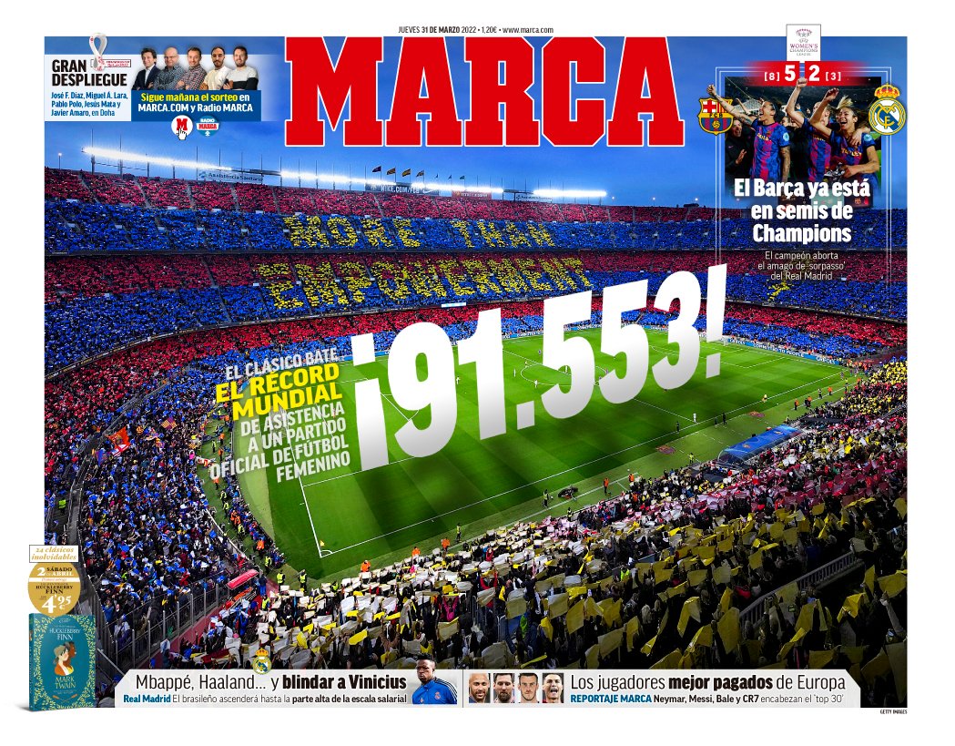 marca's tweet photo. #LaPortada ¡91.553! 🔝 https://t.co/Ennpu2LfMl
